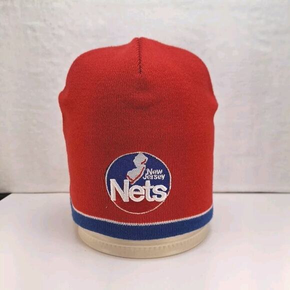 NEW JERSEY NETS NEW ERA DEADSTOCK TOBOGGAN KNIT VINTAGE BEANIE SKULL HAT CAP - Picture 1 of 6